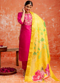 Vellora Silk Blend Rani Pink Festival Wear Embroidery Work Readymade Salwar Suit | Grocsy