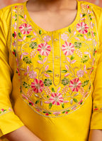 Vellora Silk Blend Yellow Festival Wear Embroidery Work Readymade Salwar Suit | Grocsy
