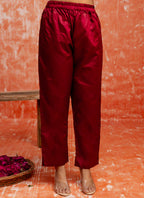Vellora Cotton Silk Blend Red Party Wear Zari Work Readymade Salwar Suit | Grocsy