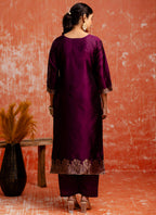 Vellora Cotton Silk Blend Wine Party Wear Zari Work Readymade Salwar Suit | Grocsy