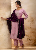 Vellora Silk Blend Pink Party Wear Embroidery Work Readymade Salwar Suit | Grocsy