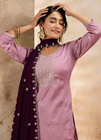 Vellora Silk Blend Pink Party Wear Embroidery Work Readymade Salwar Suit | Grocsy