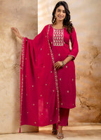Vellora Silk Blend Pink Party Wear Embroidery Work Readymade Salwar Suit | Grocsy