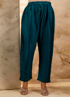 Vellora Silk Blend Teal Party Wear Embroidery Work Readymade Salwar Suit | Grocsy