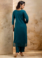 Vellora Silk Blend Teal Party Wear Embroidery Work Readymade Salwar Suit | Grocsy
