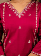 Vellora Silk Blend Pink Casual Wear Embroidery Work Readymade Salwar Suit | Grocsy