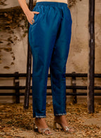 Vellora Silk Blend Navy Blue Casual Wear Embroidery Work Readymade Salwar Suit | Grocsy