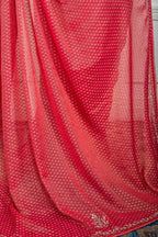 Morchari Pink Pure Chiffon Hand Embroidery Saree And Stitched Blouse | Grocsy