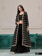 Anaita Black Chinon Designer Stitched Indo Western | Grocsy