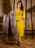 Vellora Viscose Rayon Mustard Party Wear Embroidery Work Readymade Salwar Suit | Grocsy