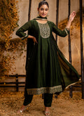 Vellora Silk Blend Mehendi Party Wear Embroidery Work Readymade Salwar Suit | Grocsy