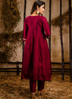 Vellora Silk Blend Maroon Party Wear Embroidery Work Readymade Salwar Suit | Grocsy
