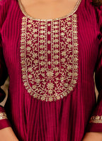 Vellora Silk Blend Maroon Party Wear Embroidery Work Readymade Salwar Suit | Grocsy