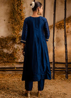 Vellora Silk Blend Navy Blue Party Wear Embroidery Work Readymade Salwar Suit | Grocsy