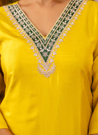 Vellora Silk Blend Yellow Party Wear Embroidery Work Readymade Salwar Suit | Grocsy