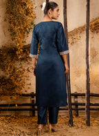 Vellora Viscose Teal Festival Wear Embroidery Work Readymade Salwar Suit | Grocsy