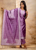 Vellora Cotton Blend Dusty Pink Party Wear Weaving Work Readymade Salwar Suit | Grocsy