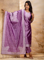 Vellora Cotton Blend Dusty Pink Party Wear Weaving Work Readymade Salwar Suit | Grocsy