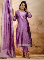 Vellora Cotton Blend Dusty Pink Party Wear Weaving Work Readymade Salwar Suit | Grocsy
