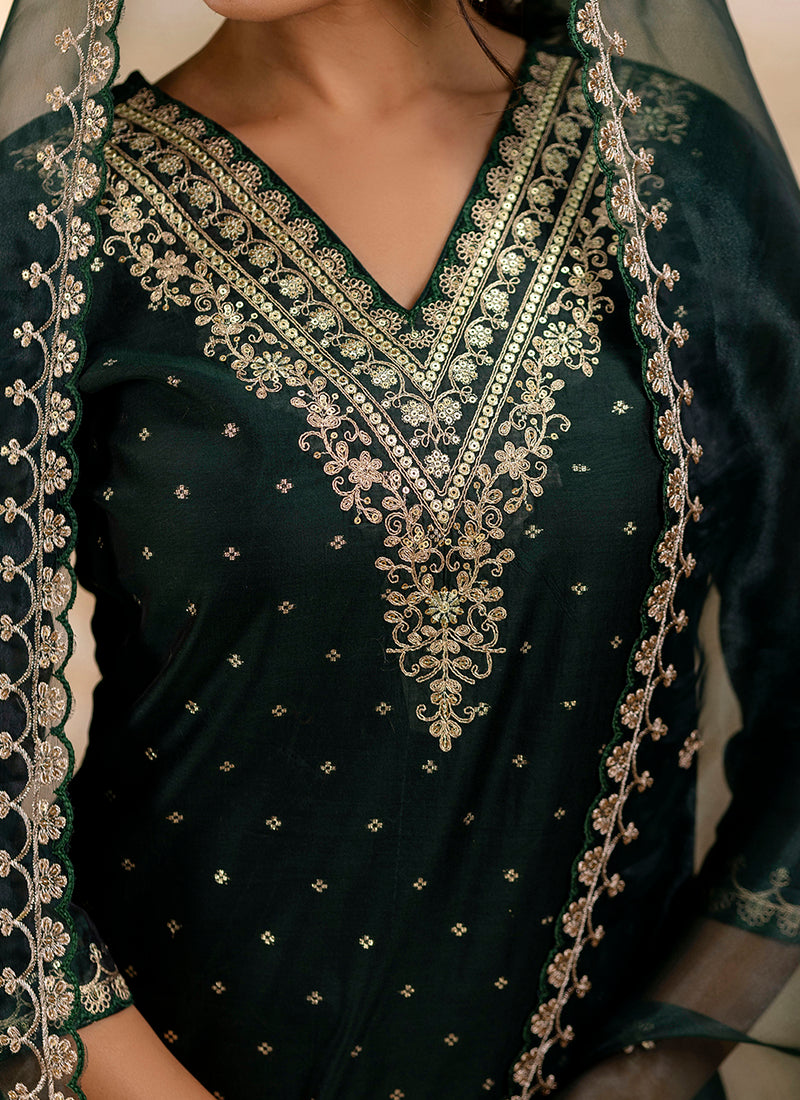 Vellora Chanderi Silk Lavender Party Wear Embroidery Work Readymade Salwar Suit | Grocsy