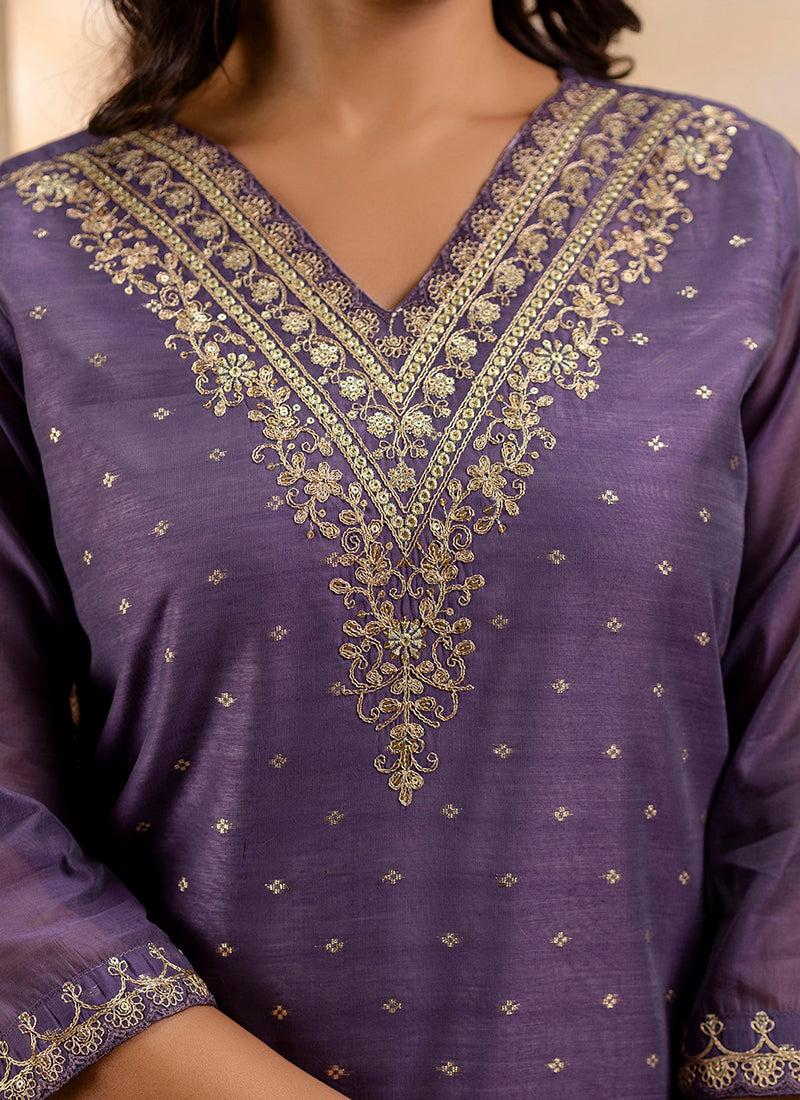 Vellora Chanderi Silk Pink Party Wear Embroidery Work Readymade Salwar Suit | Grocsy