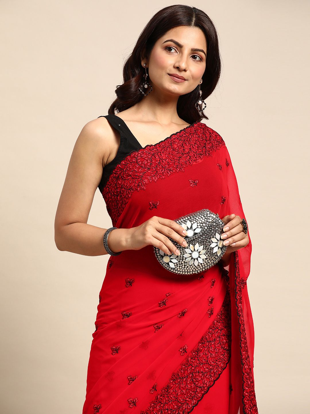 kasee Floral Pure Chiffon Saree | Grocsy