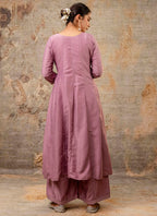 Vellora Silk Blend Dusty Pink Casual Wear Embroidery Work Readymade Plazzo Suit | Grocsy