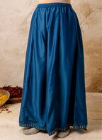 Vellora Silk Blend Navy Blue Casual Wear Embroidery Work Readymade Plazzo Suit | Grocsy