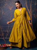 Vellora Silk Blend Mustard Designer Wear Embroidery Work Readymade Anarkali Suit | Grocsy