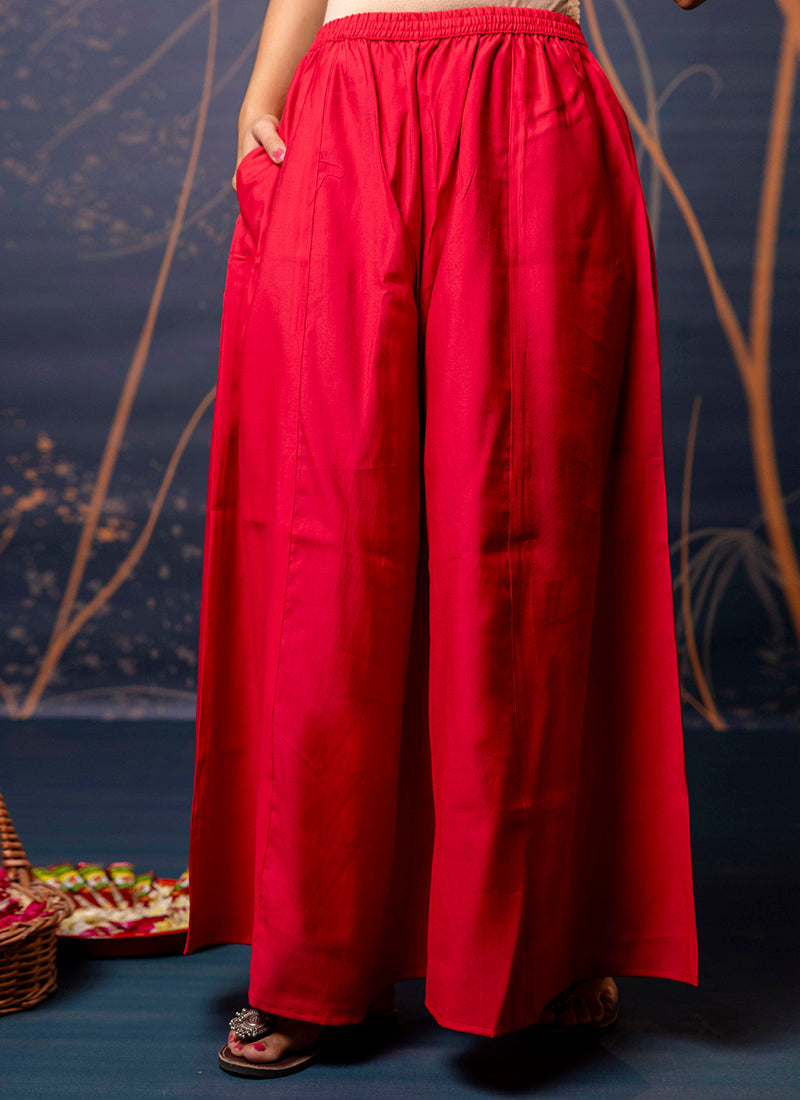 Vellora Silk Blend Red Designer Wear Embroidery Work Readymade Anarkali Suit | Grocsy