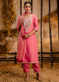 Vellora Silk Blend Pink Party Wear Embroidery Work Readymade Salwar Suit | Grocsy