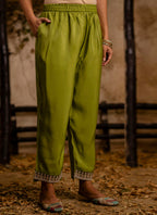 Vellora Silk Blend Olive Green Party Wear Embroidery Work Readymade Salwar Suit | Grocsy