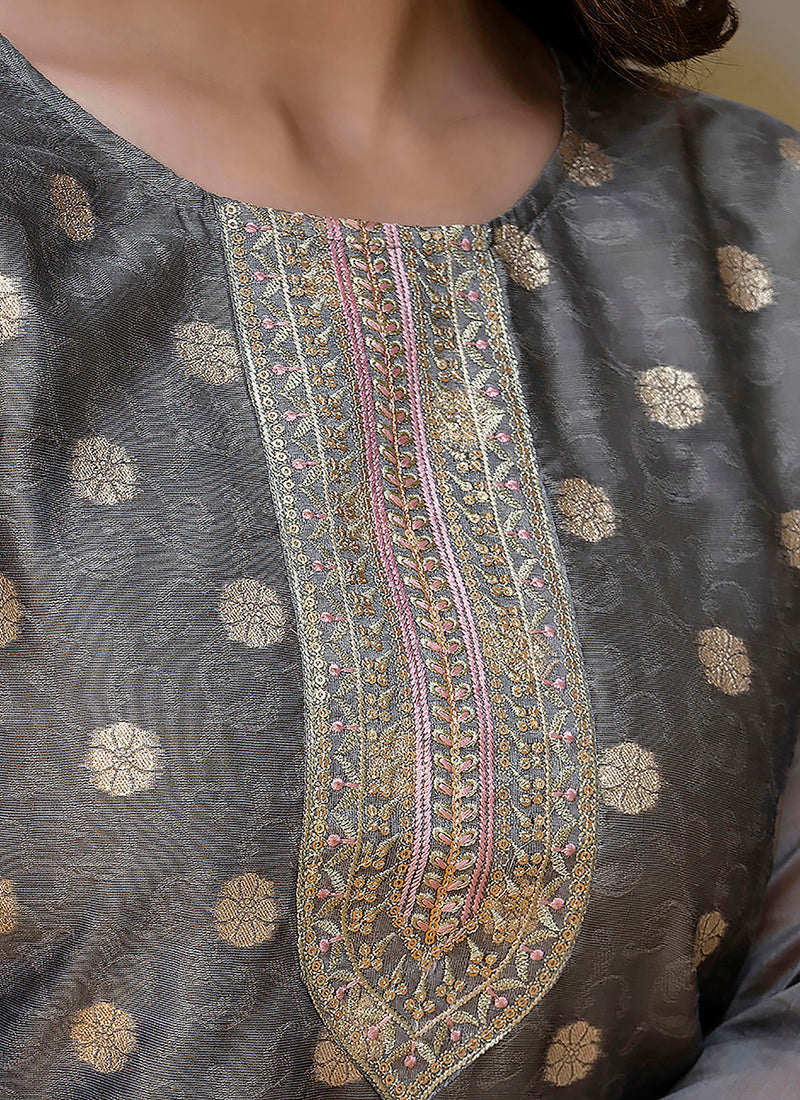 Vellora Silk Blend Mehendi Party Wear Embroidery Work Readymade Kurti | Grocsy