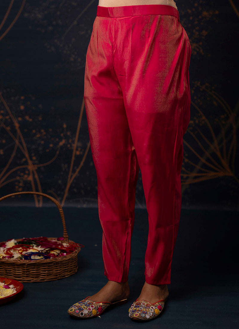 Vellora Shimmer Silk Olive Green Casual Wear Hand Work Readymade Salwar Suit | Grocsy