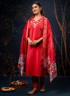 Vellora Shimmer Silk Mustard Casual Wear Hand Work Readymade Salwar Suit | Grocsy