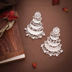 Tehzeeb Creations Gold Polish Moon Layer Design Earrings | Grocsy