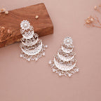 Tehzeeb Creations Gold Polish Moon Layer Design Earrings | Grocsy