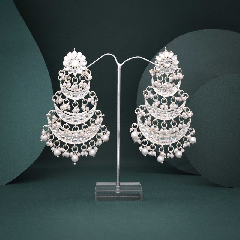 Tehzeeb Creations Gold Polish Moon Layer Design Earrings | Grocsy