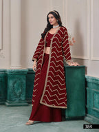 Anaita Maroon Chinon Designer Stitched Indo Western | Grocsy