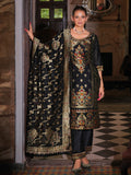 Vellora Jacquard Silk Black Party Wear Embroidery Work Readymade Salwar Suit | Grocsy