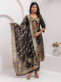 Vellora Jacquard Silk Black Party Wear Embroidery Work Readymade Salwar Suit | Grocsy