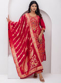 Vellora Jacquard Silk Red Party Wear Embroidery Work Readymade Salwar Suit | Grocsy