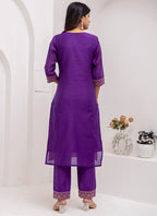 Vellora Jacquard Silk Royal Blue Party Wear Embroidery Work Readymade Salwar Suit | Grocsy