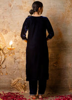 Vellora Velvet Blue Party Wear Embroidery Work Readymade Salwar Suit | Grocsy