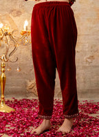 Vellora Velvet Maroon Party Wear Embroidery Work Readymade Salwar Suit | Grocsy