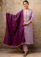 Vellora Silk Blend Lavender Party Wear Embroidery Work Readymade Salwar Suit | Grocsy
