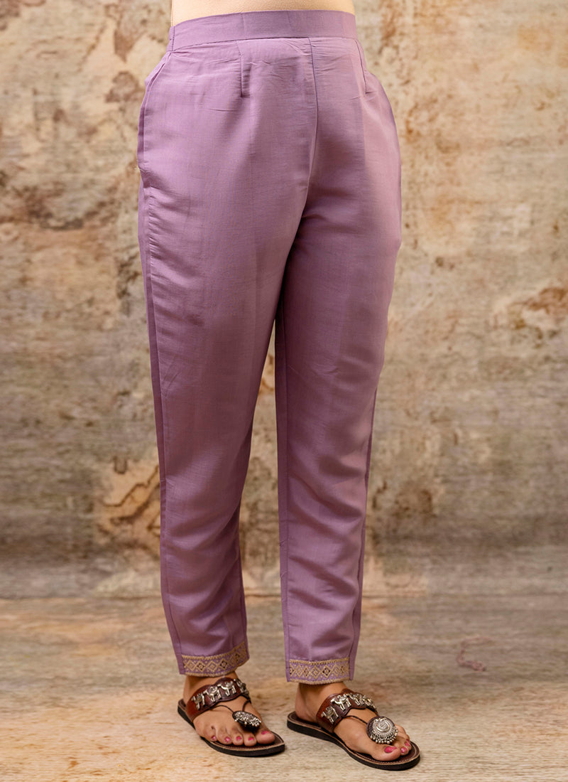 Vellora Silk Blend Lavender Party Wear Embroidery Work Readymade Salwar Suit | Grocsy