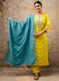 Vellora Silk Blend Yellow Party Wear Embroidery Work Readymade Salwar Suit | Grocsy