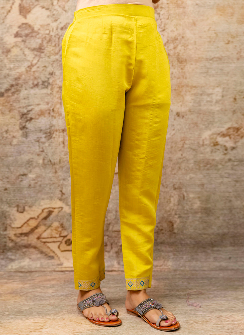 Vellora Silk Blend Yellow Party Wear Embroidery Work Readymade Salwar Suit | Grocsy