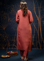 Vellora Silk Blend Peach Party Wear Embroidery Work Readymade Salwar Suit | Grocsy